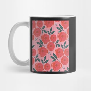 Roses are red, abstract pattern with red roses on a pink striped bottom Mug